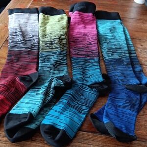 Colorful Striped Women's Compression Socks Set